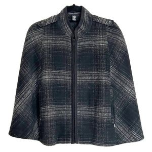 Black plaid wool cape coat  by Donna Degnan medium